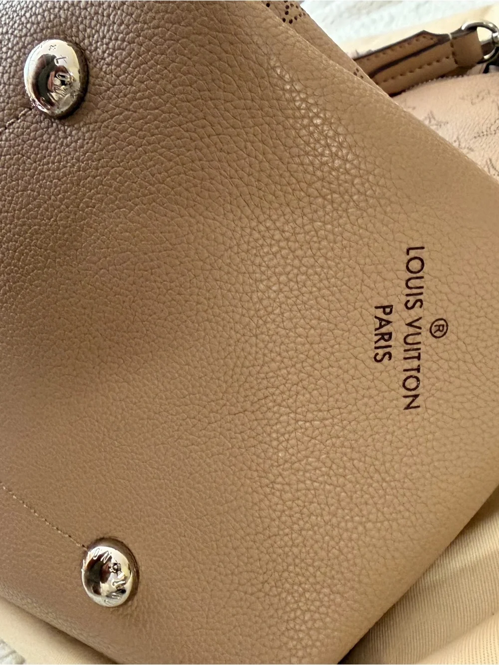 Louis Vuitton Mahina Leather Beaubourg Hobo MM bag with matching wallet